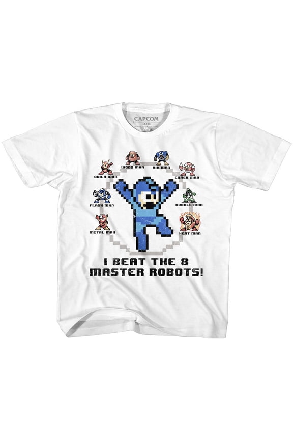 Mega Man 8 Master Robots White Youth T-Shirt