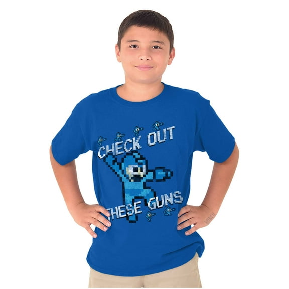 Mega Man 8bit Check Out These Guns Crewneck T Shirts Boy Girl Teen Brisco Brands X