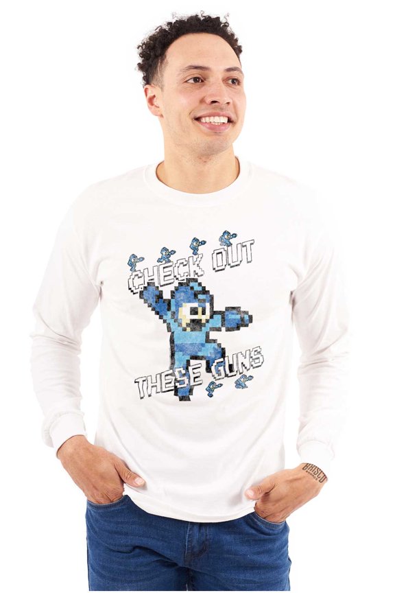 Mega Man 8bit Check Out These Guns Long Sleeve TShirt Men Women Brisco Brands S