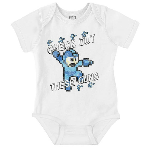 Mega Man 8bit Check Out These Guns Romper Boys or Girls Infant Baby Brisco Brands 18M