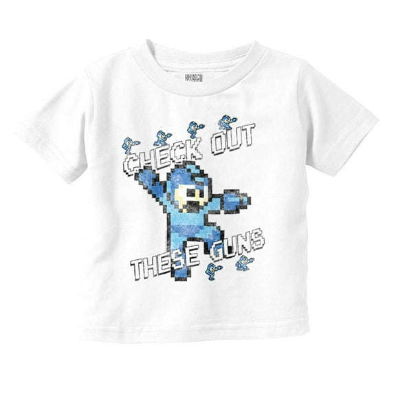 Mega Man 8bit Check Out These Guns Toddler Boy Girl T Shirt Infant Toddler Brisco Brands 12M