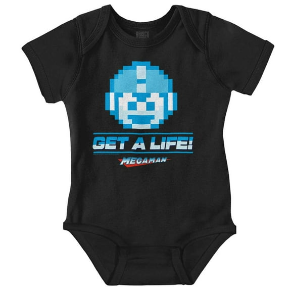 Mega Man 8bit Video Game Get A Life Romper Boys or Girls Infant Baby Brisco Brands 12M