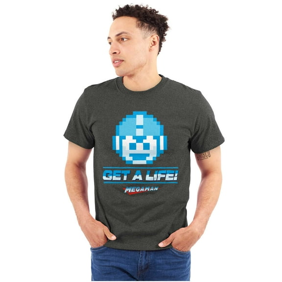 Mega Man 8bit Video Game Get A Life Unisex Plus Size Graphic Tee Brisco Brands 2X