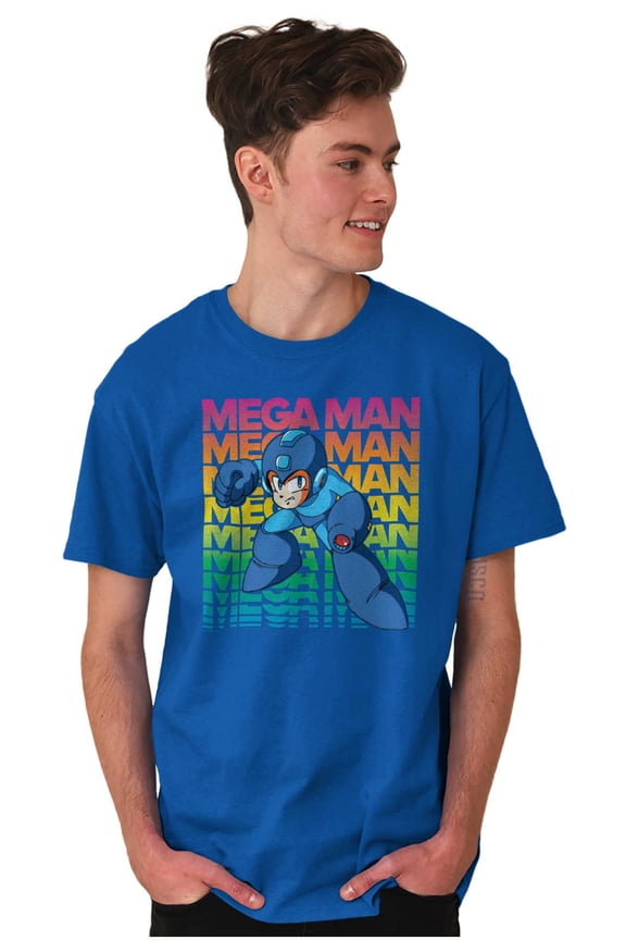 Mega Man 90s Anime Cartoon Character Men's Graphic T Shirt Tees Brisco Brands S