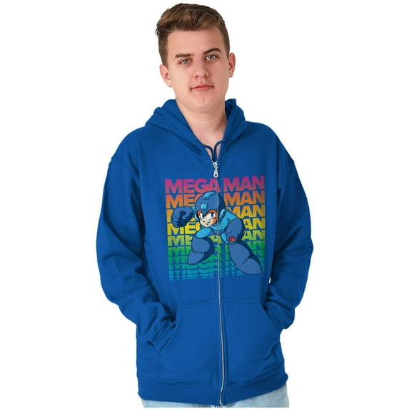 Mega Man 90s Anime Cartoon Character Zip Up Hoodie Men's Women's Brisco Brands M