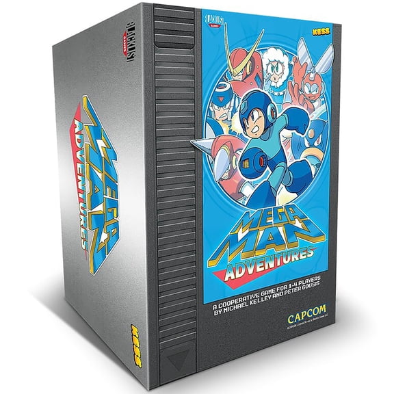 KESS: Mega Man: Adventures - Battle Board Game, Card & Dice Management, Iconic Boss Fights, Cooperative Robot Blasting Action, Ages 14+, 1-4 Players