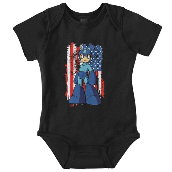 Mega Man American Flag USA Video Game Romper Boys or Girls Infant Baby Brisco Brands NB