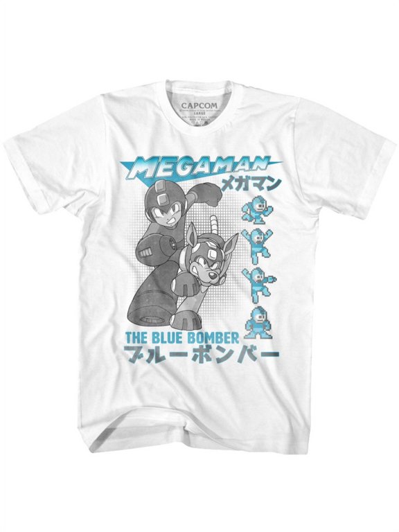 Mega Man Capcom Video Game Blue Bomber Adult T-Shirt Tee