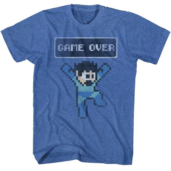 Mega Man Capcom Video Game Game Over Retro Royal Heather Adult T-Shirt Tee
