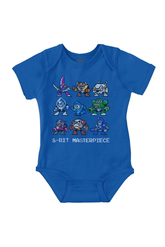 Mega Man Characters 8-bit Masterpiece Romper Boys or Girls Infant Baby Brisco Brands NB