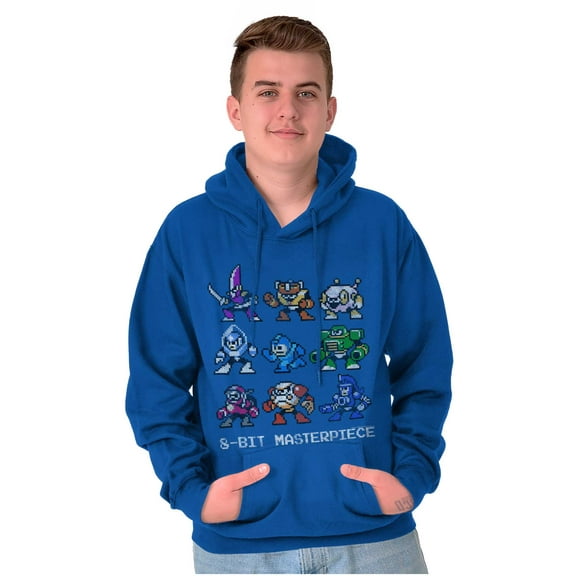 Mega Man Characters 8-bit Masterpiece Unisex Plus Size Hoodie Brisco Brands 2X