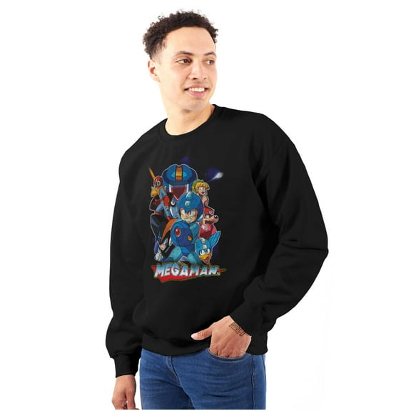 Mega Man Characters Retro 1990s Gamer Sweatshirt for Men or Women Brisco Brands S