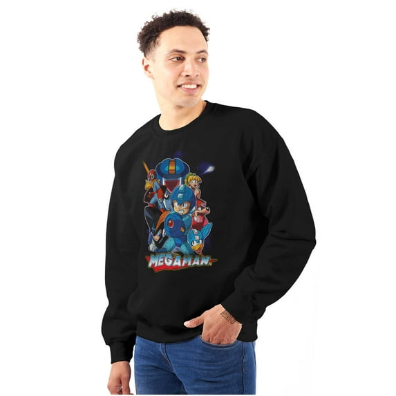 Mega Man Characters Retro 1990s Gamer Sweatshirt for Men or Women Brisco Brands S
