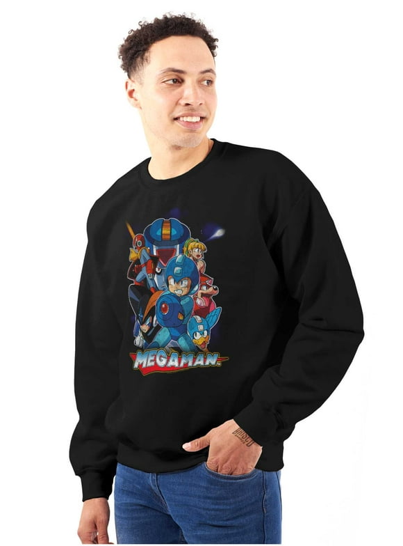 Mega Man Characters Retro 1990s Gamer Sweatshirt for Men or Women Brisco Brands S