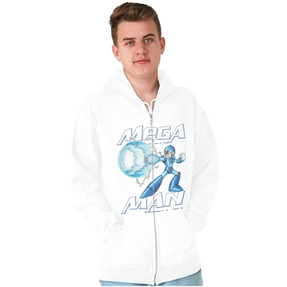 Mega Man Classic 90s Anime Character Zip Up Hoodie Men's Women's Brisco Brands M