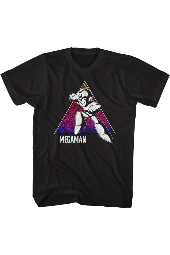 Mega Man Color Triangle Black T-Shirt