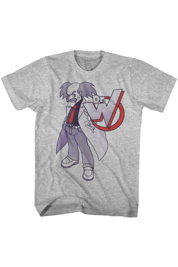 Mega Man Dr Willy Gray Heather Adult T-Shirt