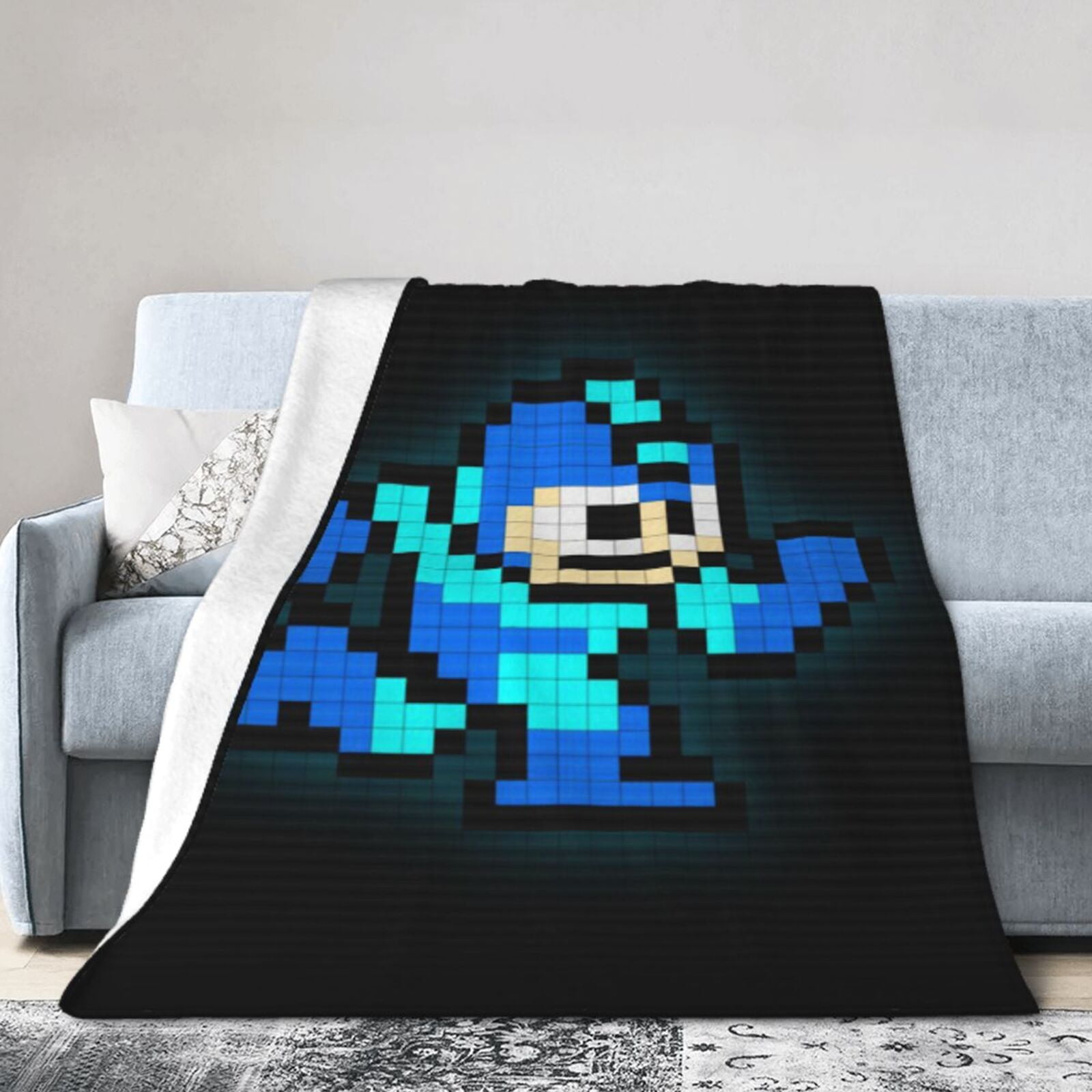 Mega Man Flannel Throw Blanket for Couch, Warm Comfortable Anime Game
