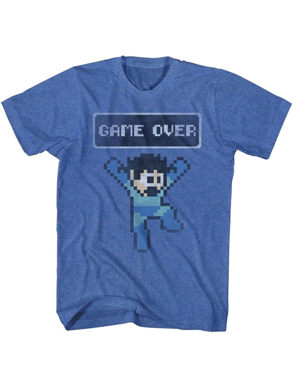 Mega Man Game Over Royal Heather Adult T-Shirt