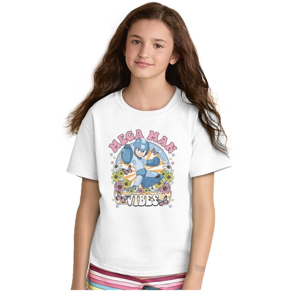 Mega Man Game Spring Flower Vibes Girls Kids T Shirt Tees Teen Brisco Brands S