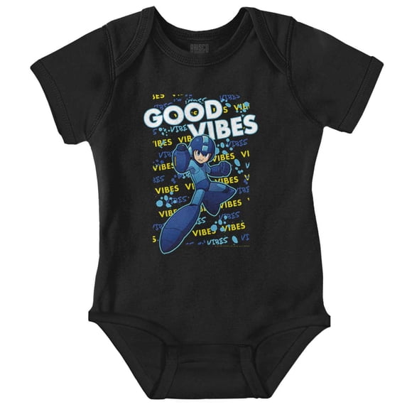 Mega Man Good Vibes Video Game Romper Boys or Girls Infant Baby Brisco Brands NB
