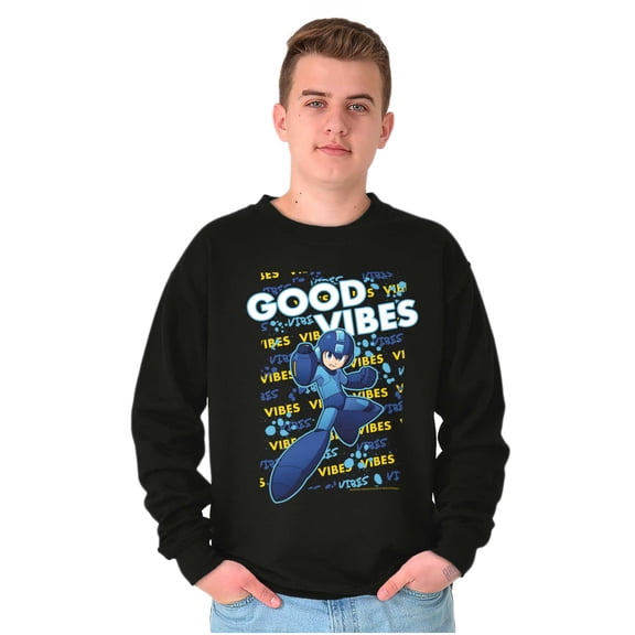 Mega Man Good Vibes Video Game Sweatshirt for Men or Women Brisco Brands X