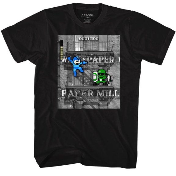 Mega Man IRL Man Black Adult T-Shirt