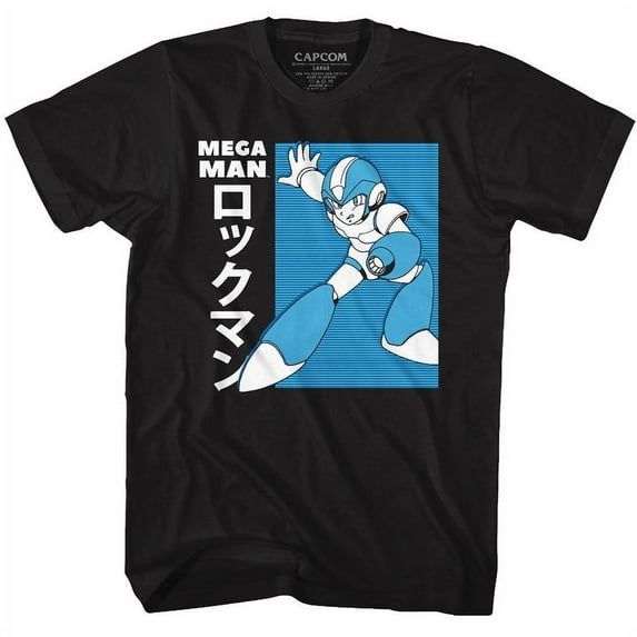 Mega Man Jpn Black Adult T-Shirt Xlt