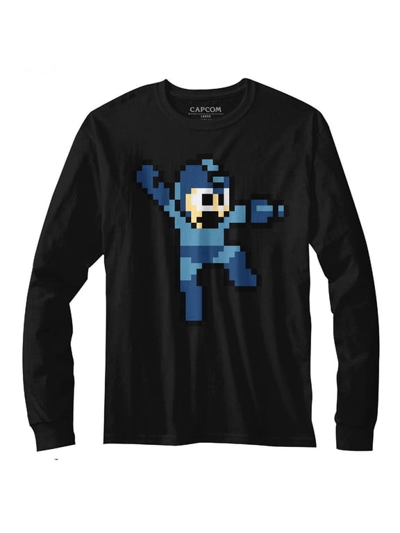 Mega Man Jumpman Black Adult Long Sleeve T-Shirt