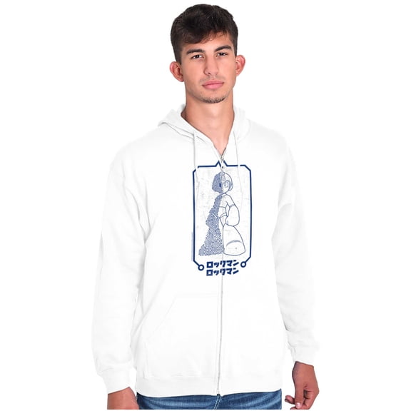 Mega Man Kanji Computer Motherboard Unisex Fleece Graphic Zip Up Hoodie Brisco Brands 4X