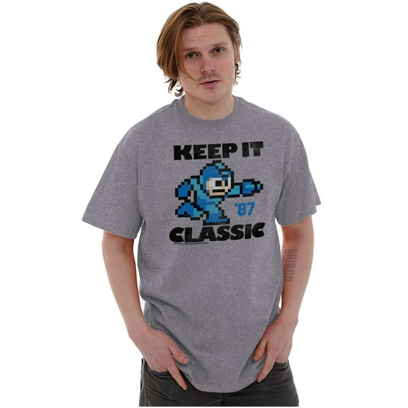 Mega Man Keep it Classic 80s Gaming Men's Graphic T Shirt Tees Brisco Brands L