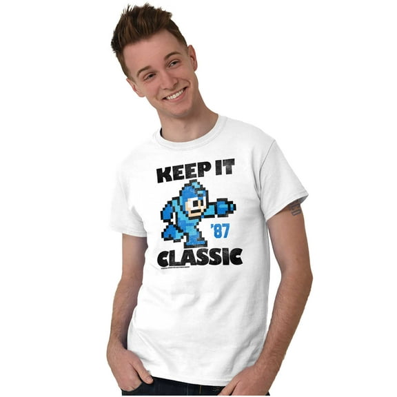 Mega Man Keep it Classic 80s Gaming Men's Graphic T Shirt Tees Brisco Brands M
