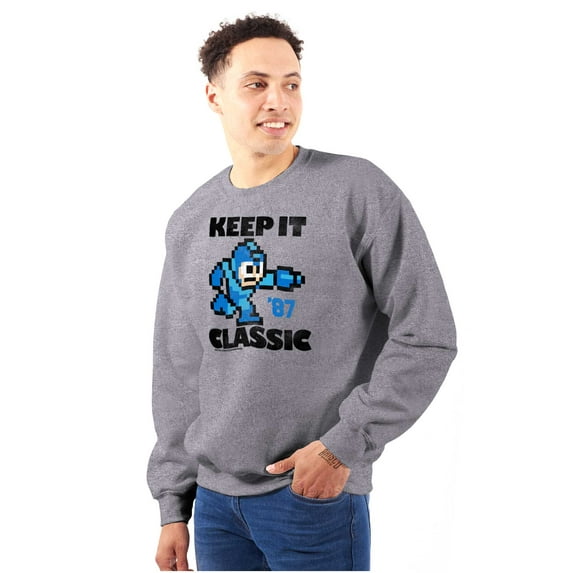 Mega Man Keep it Classic 80s Gaming Sweatshirt for Men or Women Brisco Brands L