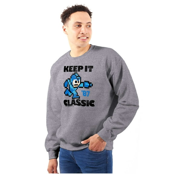 Mega Man Keep it Classic 80s Gaming Sweatshirt for Men or Women Brisco Brands S