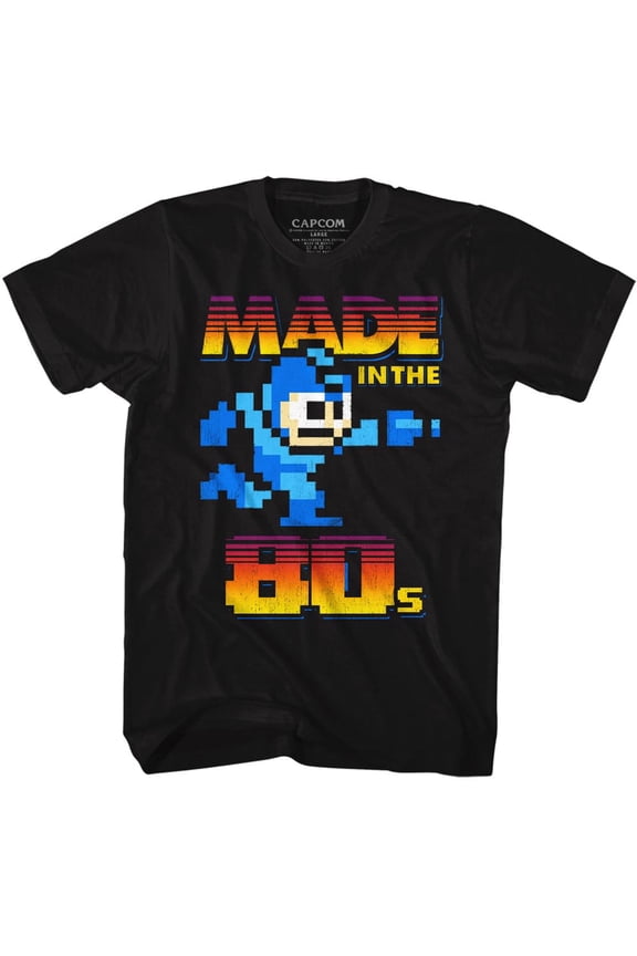 Mega Man Made In The 80's Black Adult T-Shirt