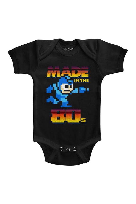 Mega Man Made In The 80's Black Baby Romper