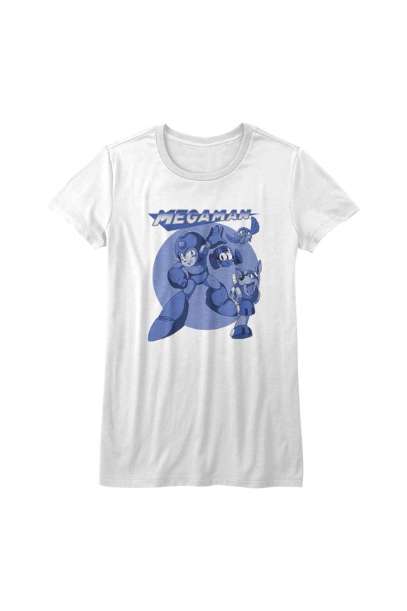Mega Man Mega Blues White Junior Women's T-Shirt