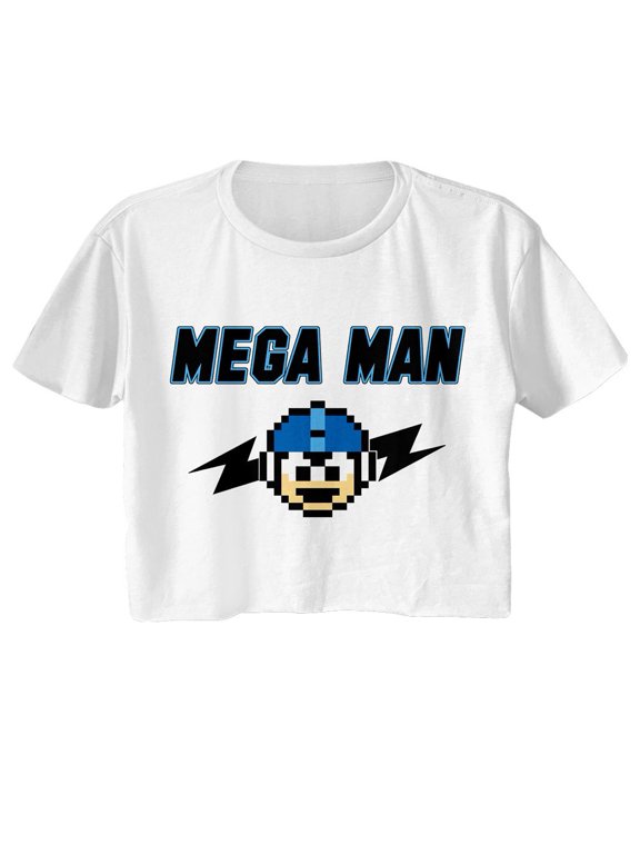 Mega Man Mega Bolts White Women's Festival Crop Top T-Shirt