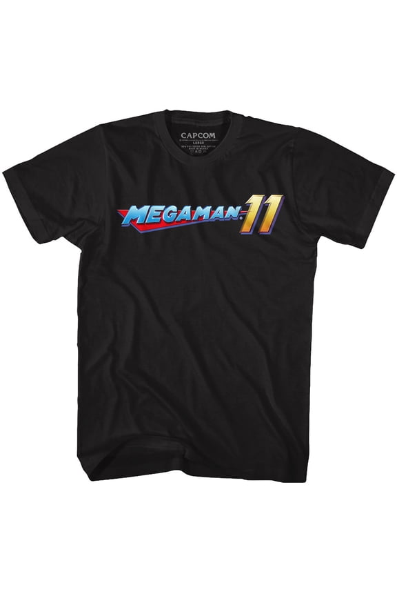Mega Man Mega Logo Black Adult T-Shirt