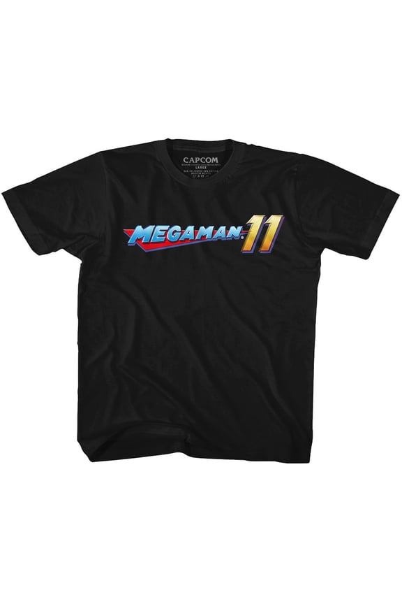 Mega Man Mega Logo Black Youth T-Shirt