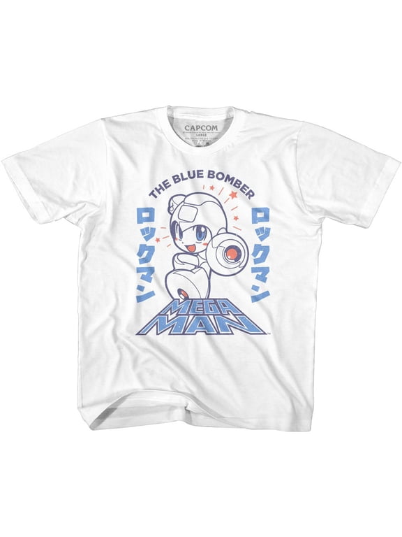 Mega Man Mega Man Blue Bomber White Youth T-Shirt