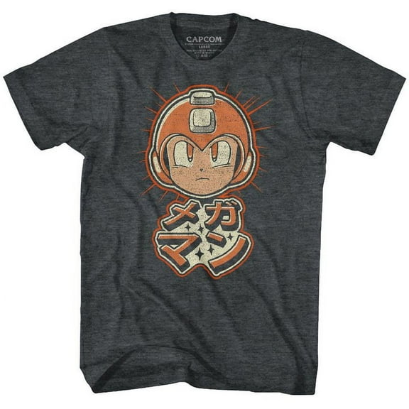 Mega Man Mega Retro Black Heather Adult T-Shirt