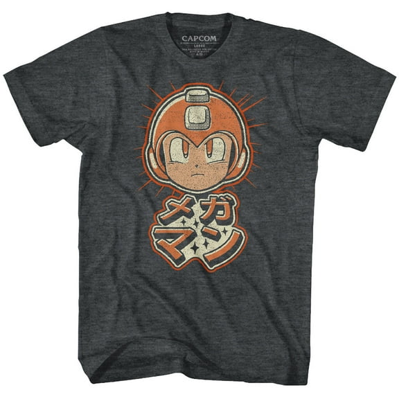 Mega Man Mega Retro Black Heather Adult T-Shirt