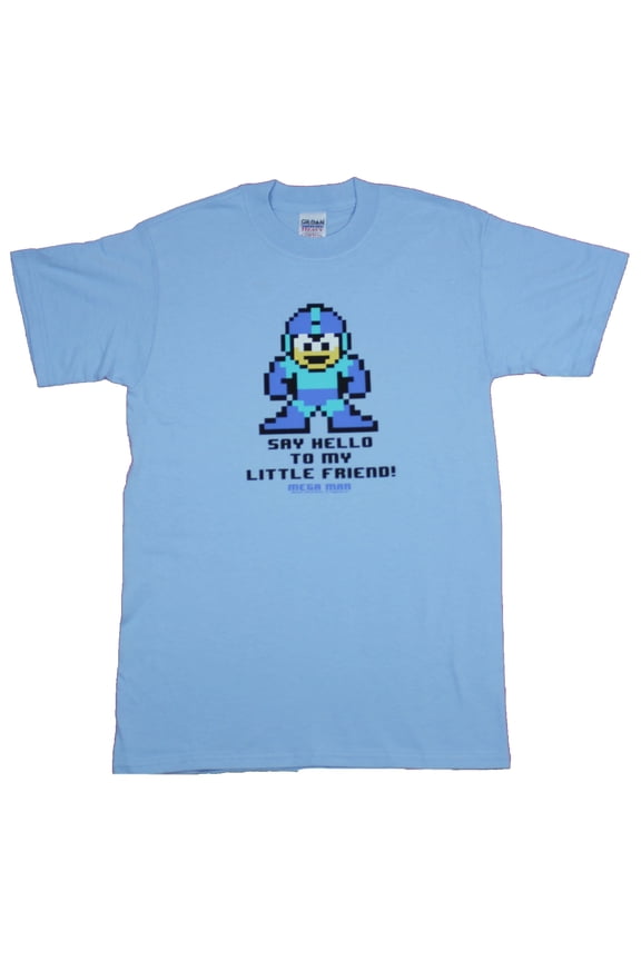 Mega Man Mens T-Shirt - Say Hello To My Little Friend Megaman 8-Bit (Small)
