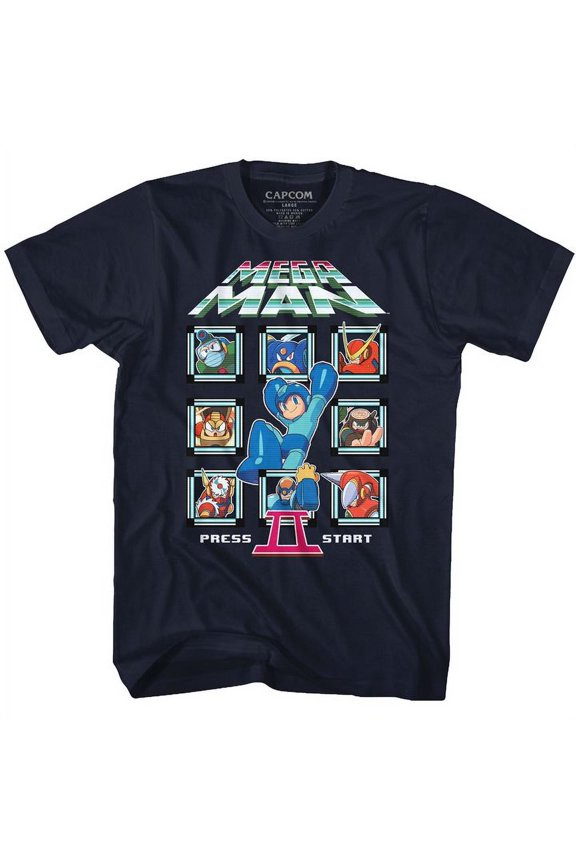Mega Man Mm2 Crew Navy Adult T-Shirt 4Xl