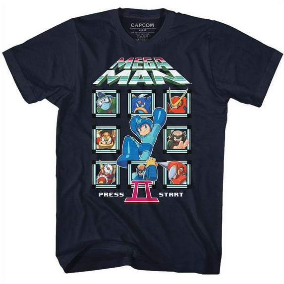 Mega Man Mm2 Crew Navy Adult T-Shirt