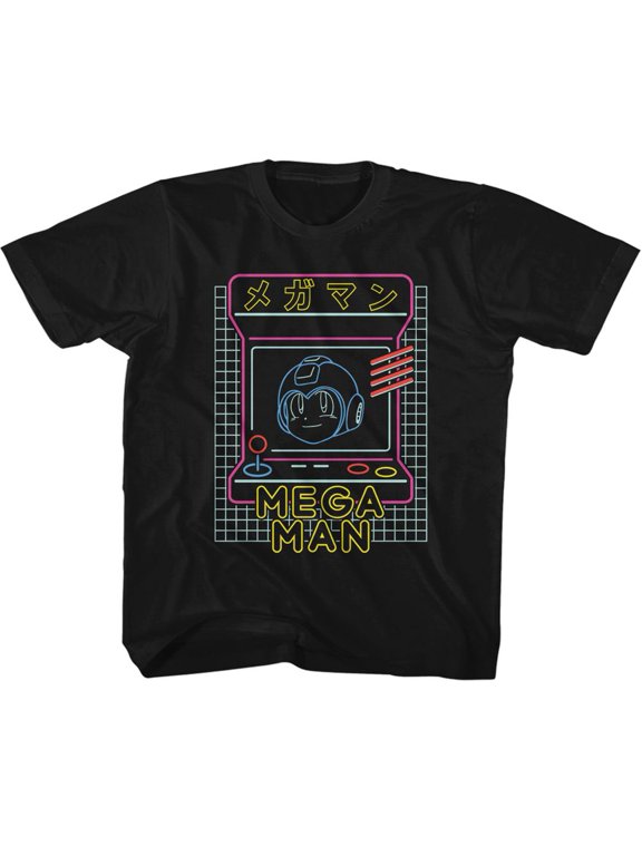 Mega Man Neon Arcade Black Youth T-Shirt