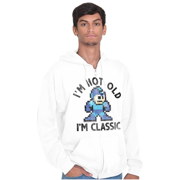 Mega Man Not Old I'm Classic Cartoon Zip Up Hoodie Men's Women's Brisco Brands M