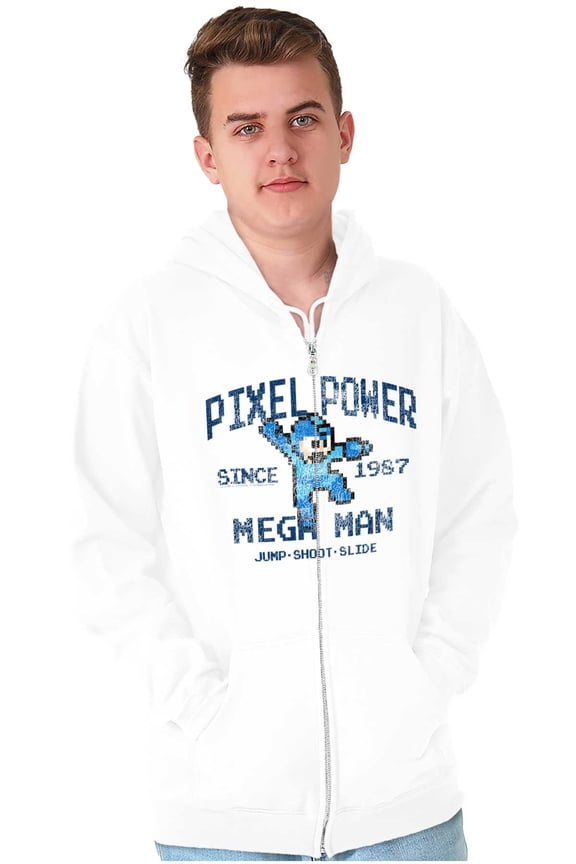 Pixel Power 80s 8bit Gamer Unisex Plus Size Zip Hoodie Brisco Brands 4X