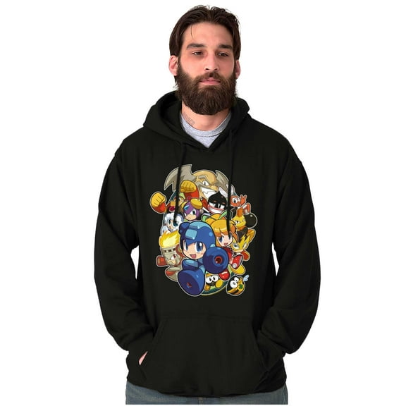 Mega Man Powered UP Video Game Unisex Plus Fleece Graphic Hoodie Brisco Brands 5X